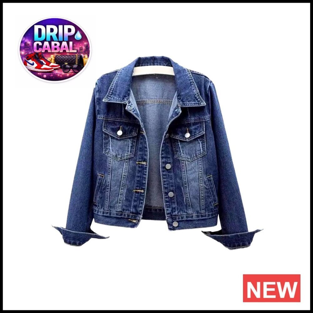Women's Denim Jacket Button Front Casual Coat Light Wash Cotton